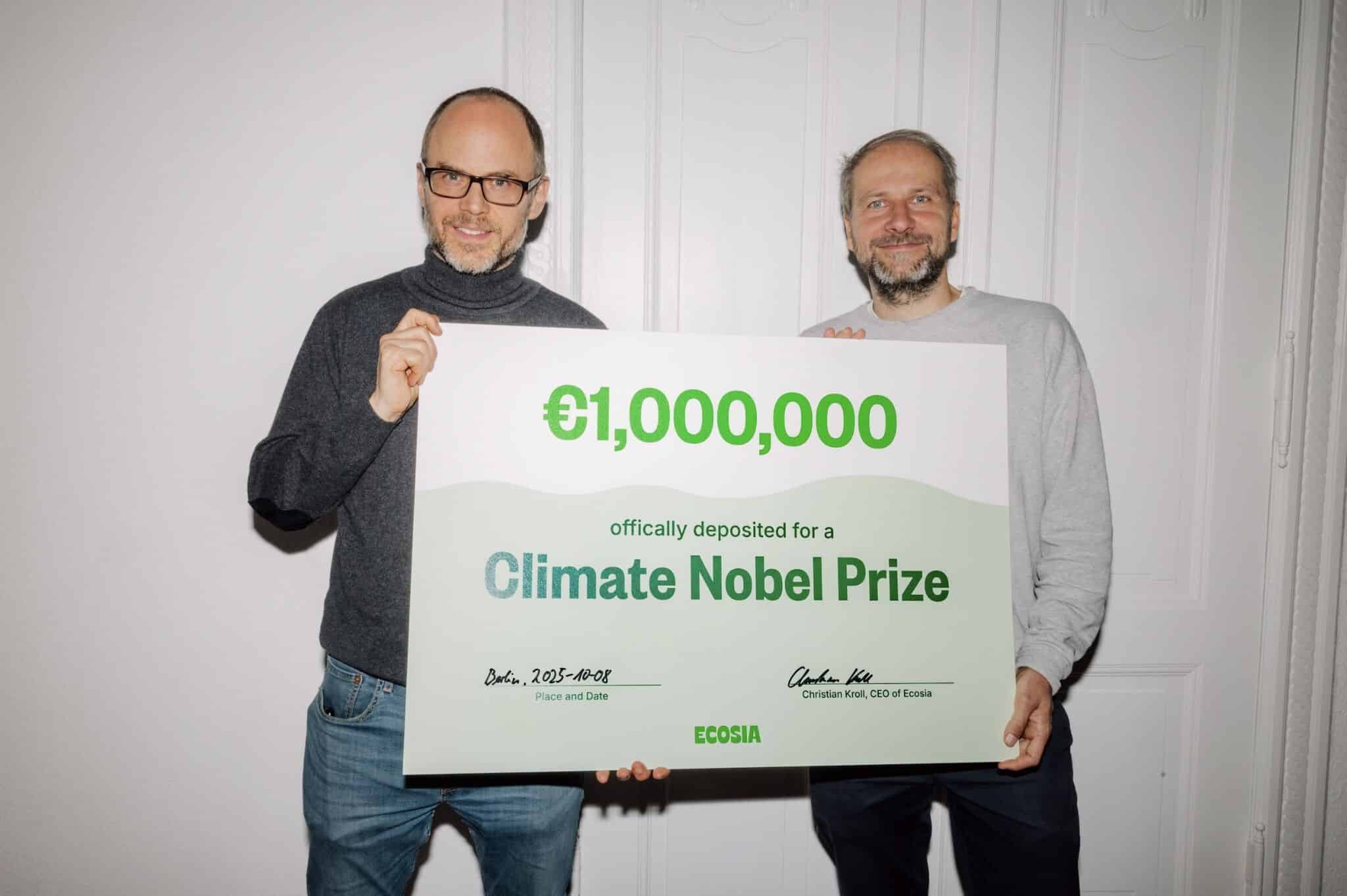 Clear signal: Ecosia calls for a Climate Nobel Prize – and provides one million euros